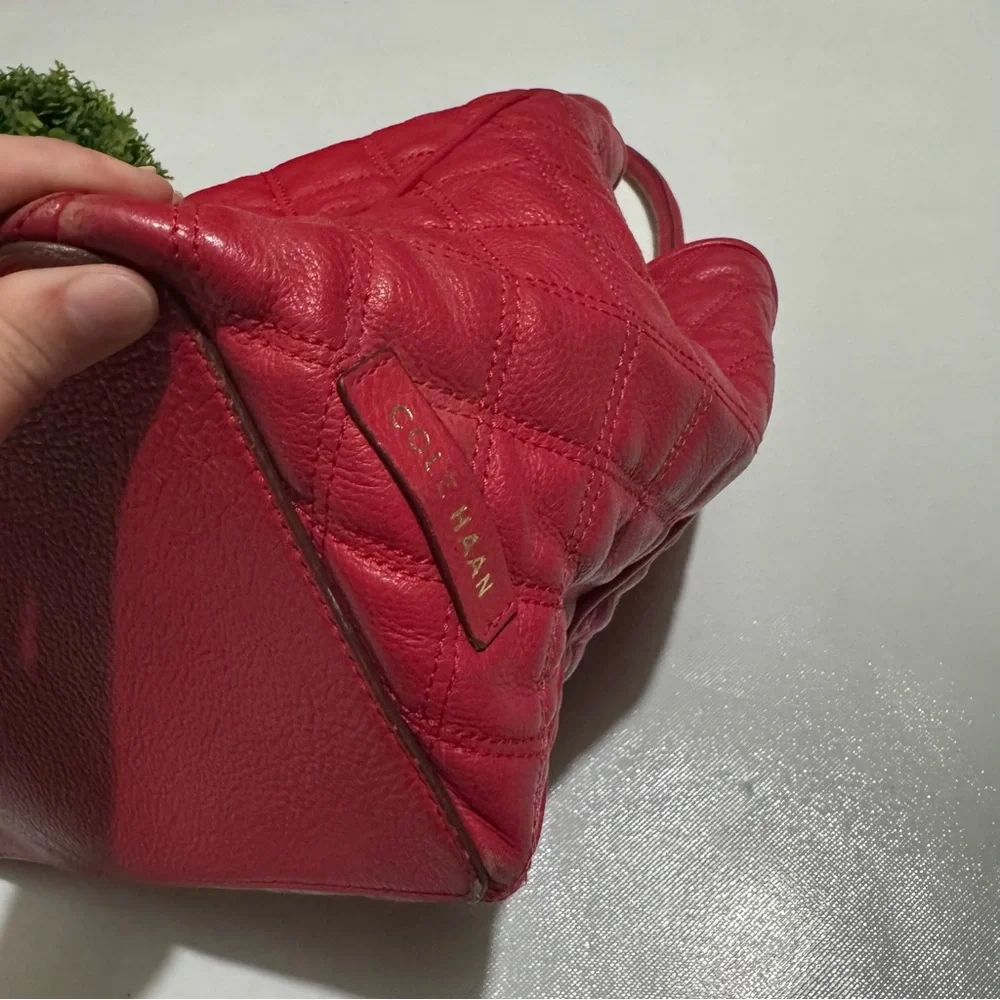 Cole Haan Red‎ Quilted Leather Satchel Bag Purse Classic Designer Old Money